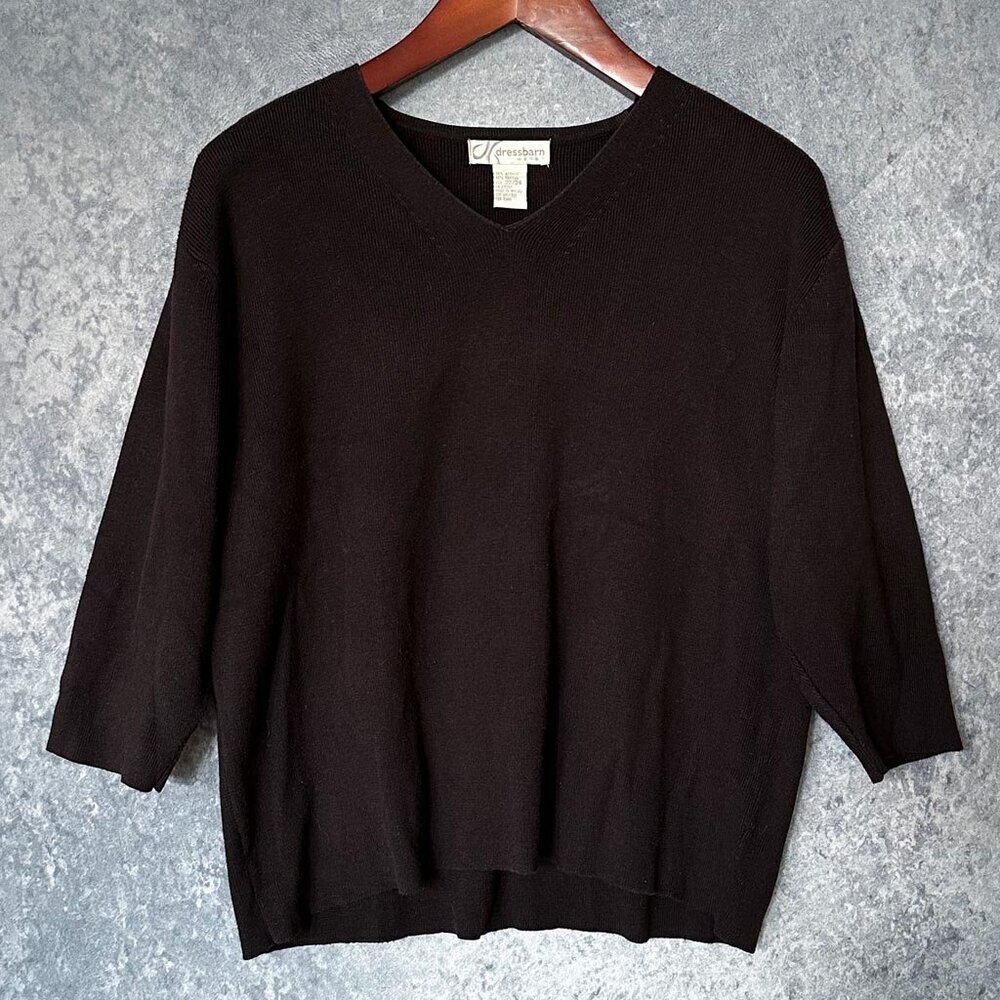 Dressbarn Black V-Neck Sweater, Size 22/24
